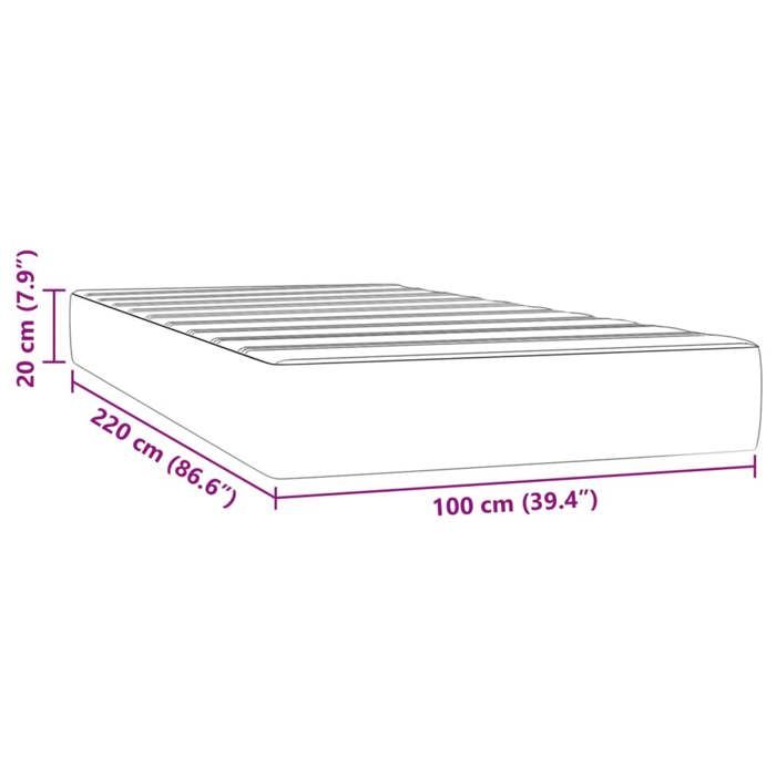VidaXL Pocket Spring Bed Mattress Black 100x220 Cm Thickness 20 Cm Velvet,mattress,bed Mattress,divan Mattress