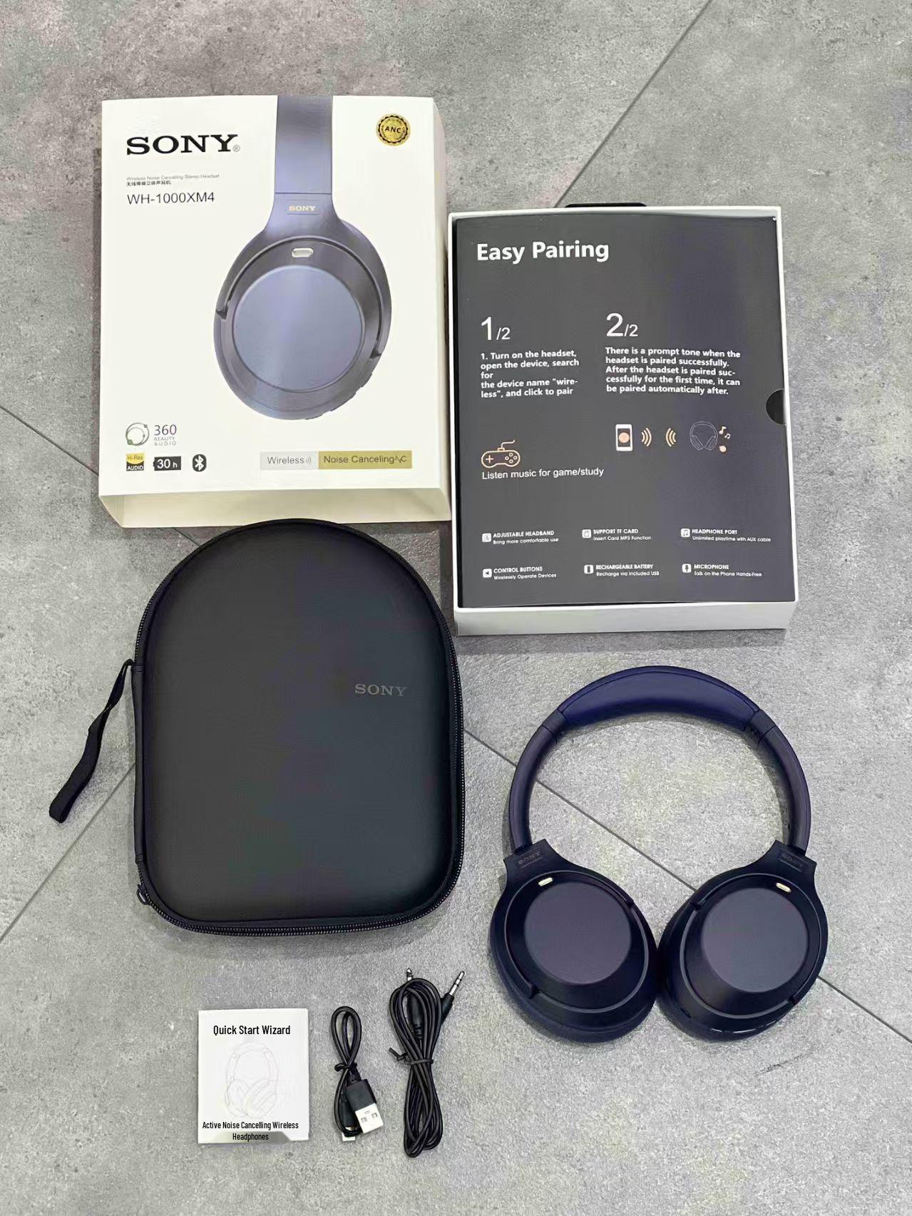 

Нові бездротові навушники Sony WH-1000XM4 Over-Ear Bluetooth з шумозаглушенням для спорту синій