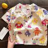 Kids Summer Cotton Short Sleeve Cartoon Print Shirt for Boys and Girls Lightweight Fun Top
