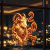 Static Glass Window Cling Chinese New Year Sticker, 2027 Goat Clings, Decorative Decal Reusable Lunar Xmas Decor for Home Shop Decoration Flame Sheep