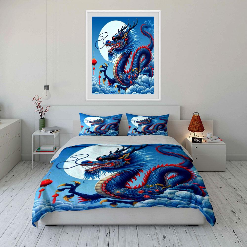 Dragon Artwork Home Decor Set Soft Comfortable Duvet Cover Bedding Set Included 1*Duvet Cover & 2*Pillowcases, Gift