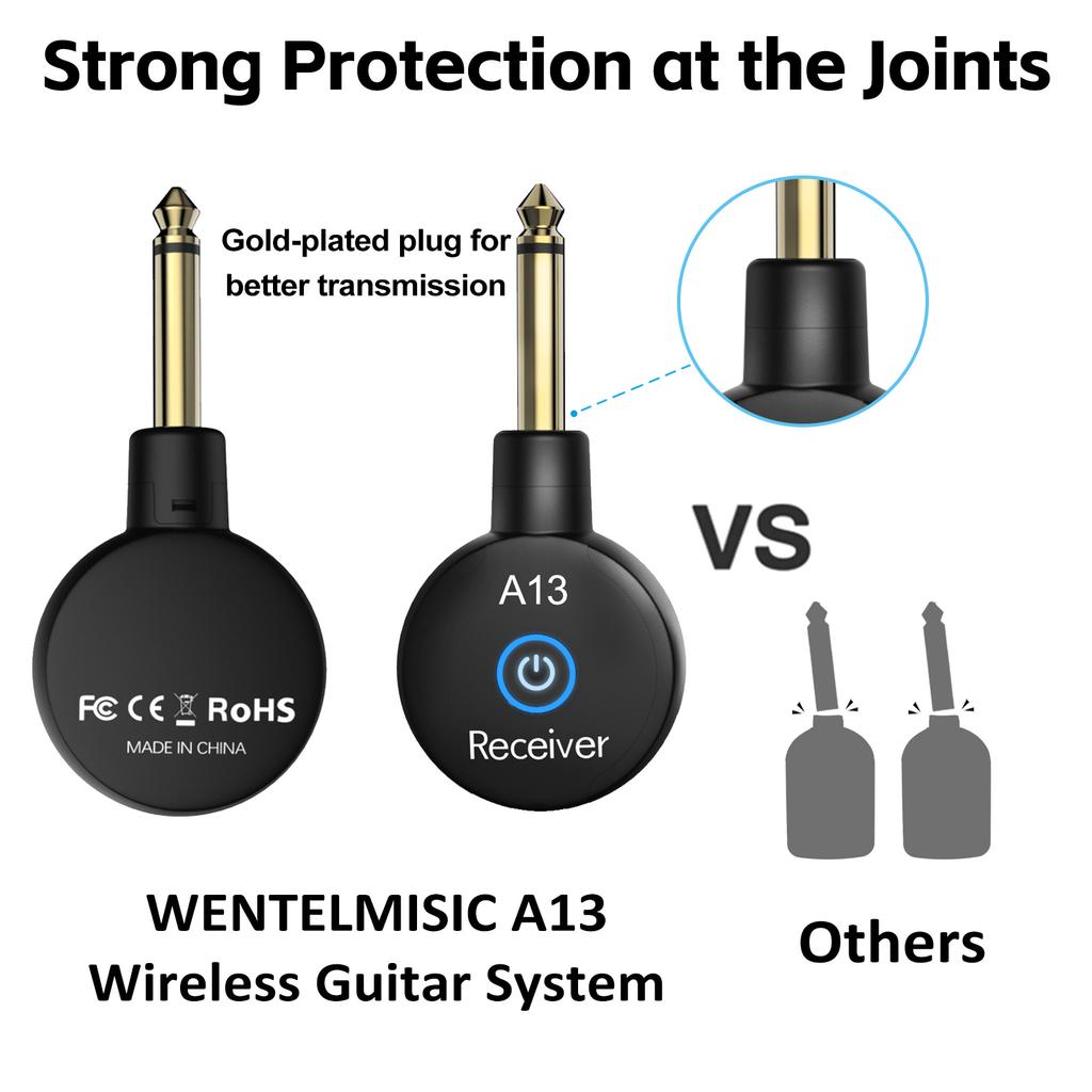 2.4G Wireless Guitar System Rechargeable Guitar Transmitter Receiver Dual Modes Switching Plug and Play Automatic Pairing