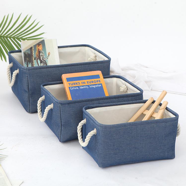 Stylish Linen Storage Basket Desktop Organizer for Home Office Organization