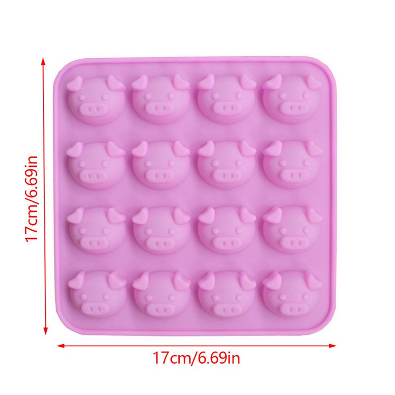 16 Cavity Pig Head Shape Silicone Mold Diy Fondant Soap Candy Chocolate Kitchen Mould Accessories Piggy Soap Cookies Cake Mold