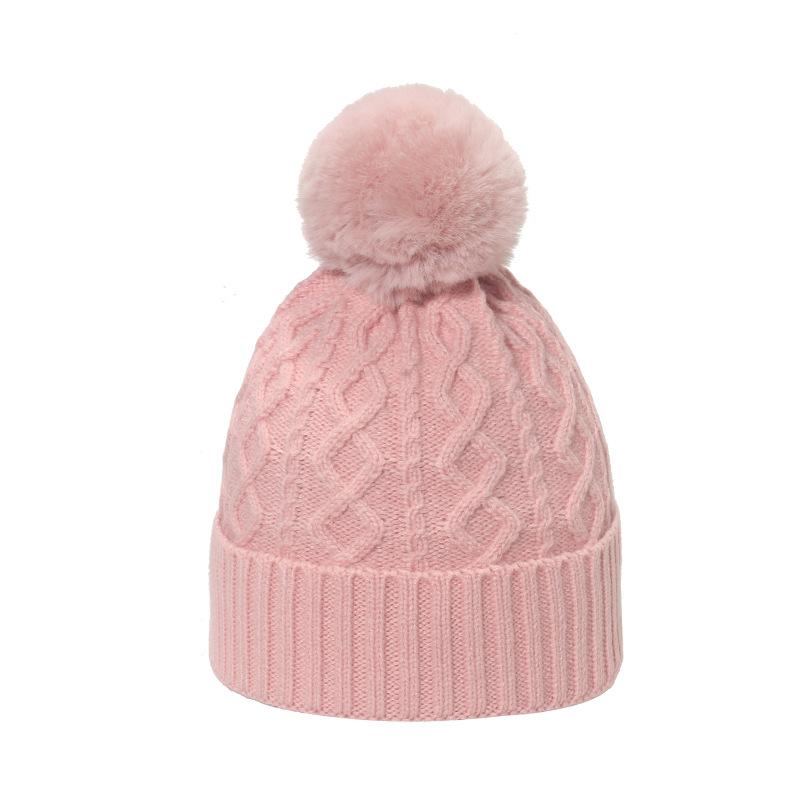 Winter hat children Japanese Korean version trendy versatile cold hat 8-character plaid knitted hat warm hairball wool hat women