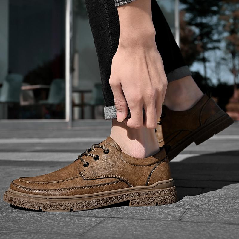 Men's Shoes Made of Cowhide Retro and Fashionable with Soft and Durable Straps Suitable for Business and Casual Men's  Shoes
