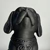 3D Printed Sitting Dog Figurine Modern Black Puppy Decorative Statue Animal Shape Sculpture