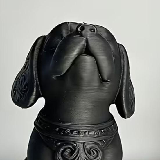 3D Printed Sitting Dog Figurine Modern Black Puppy Decorative Statue Animal Shape Sculpture