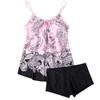 Women's Floral Print Tankini Swimsuit Set with Adjustable Straps and High Waist Boyshorts Comfortable Swimwear