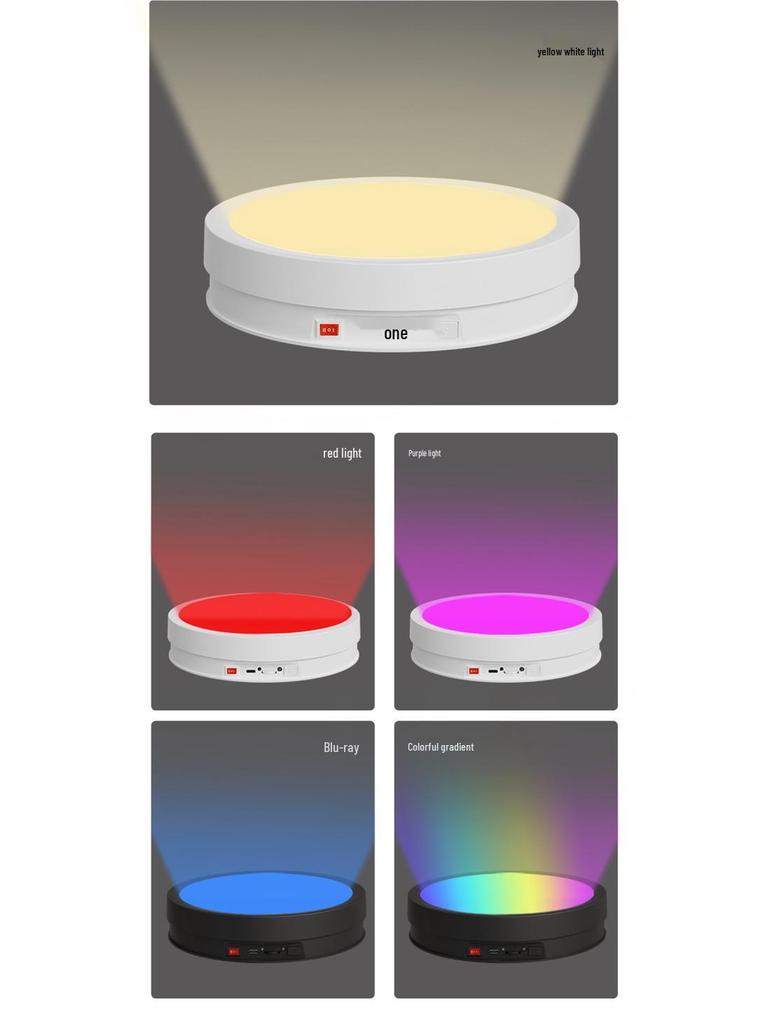 Rechargeable Remote-Control Rotating Display Stand with Colorful Lights for Live Streaming