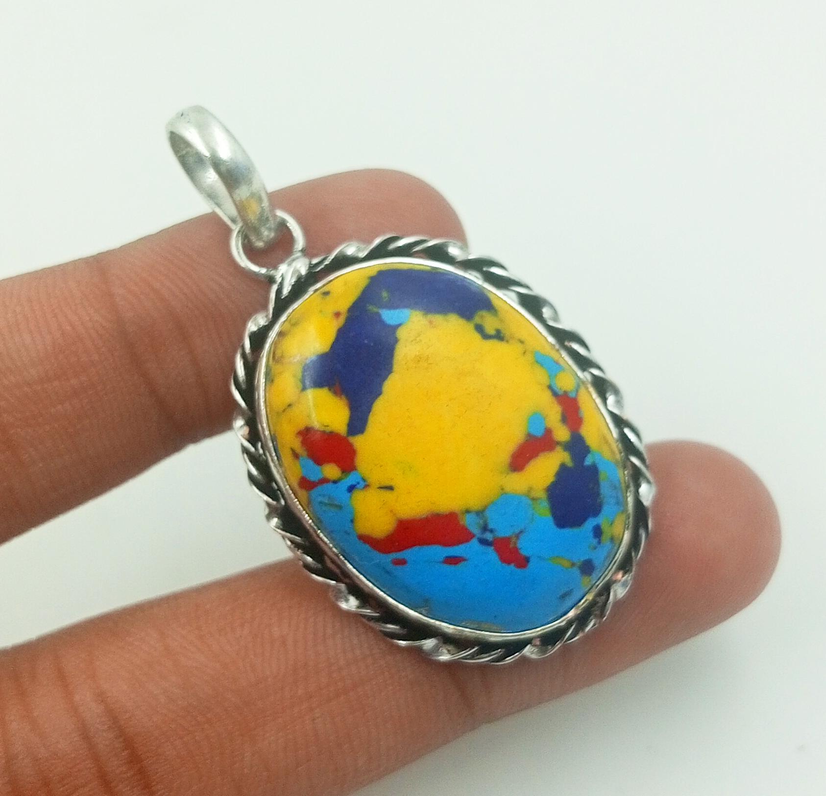 

Mosic Jasper Gemstone 925 Sterling Silver Plated Designer Pendant Jewelry