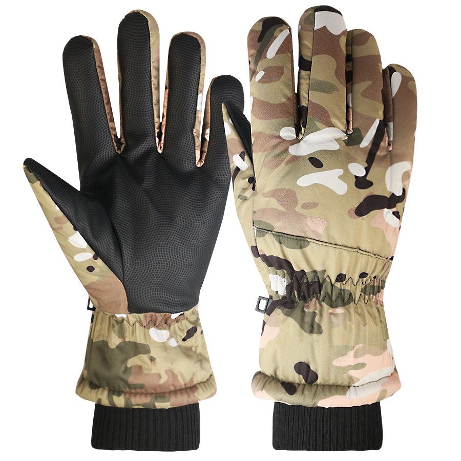 Ski Gloves Men'S Camouflage Winter Warm Thickened Velvet