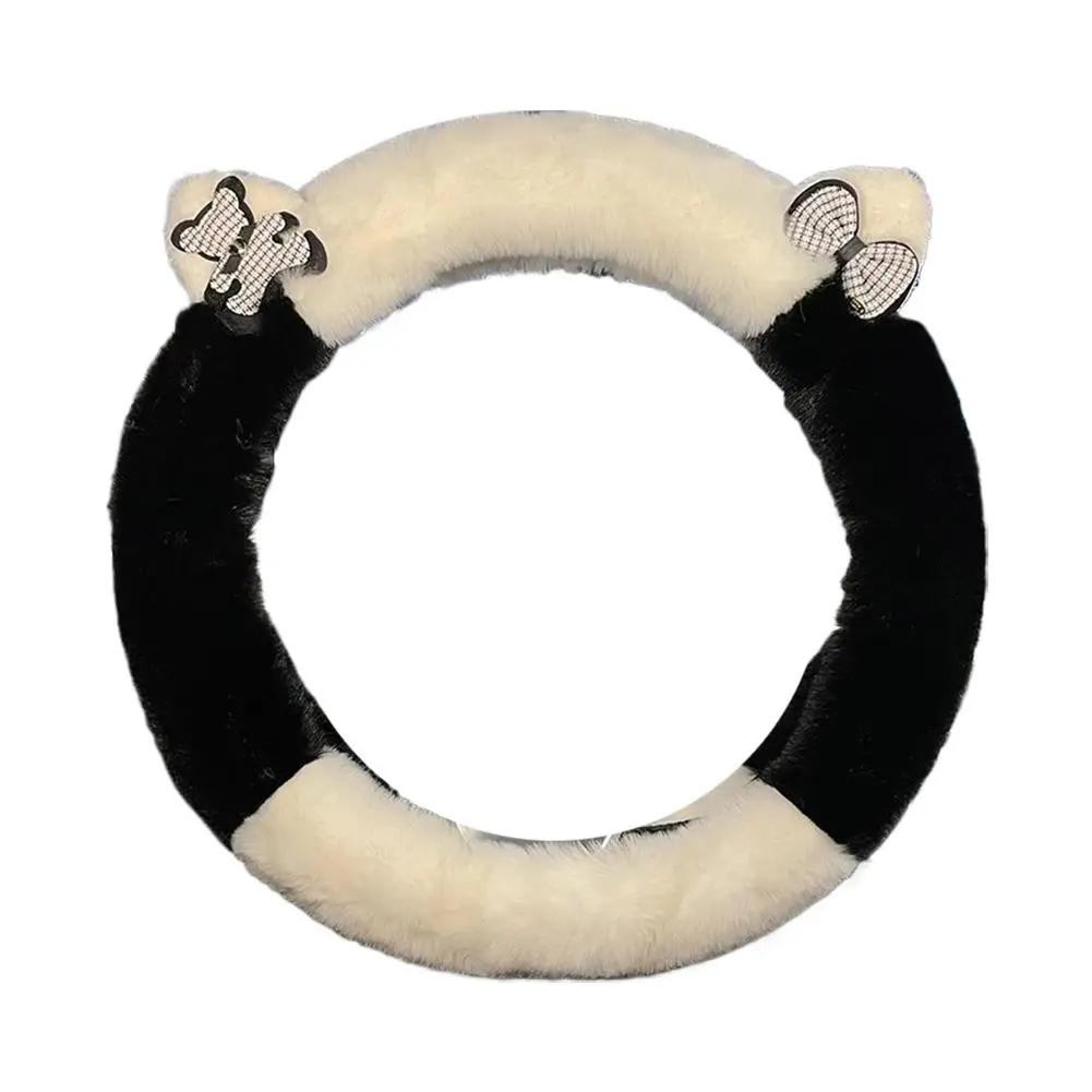 Universelle Lenkradabdeckung für Autos Kleiner Bär Styling Dekor Lenkrad Elastische Abdeckungen für Männer Frauen Winter Plüsch Warm I6Z1