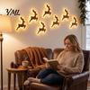 Seasonal Interior Wall Lighting LED Reindeer Decoration, 3D Light-Up Wooden Christmas Glow Silhouette Lights, Warm Backlit Lighted Art Peel And Stick