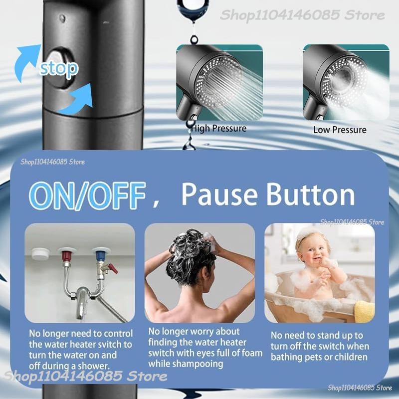 5 Lägen Duschhuvud Högtryck Duschhuvud Bärbart Filter Regndusch Blandare Kran Badrum Bad Hem Badrumstillbehör