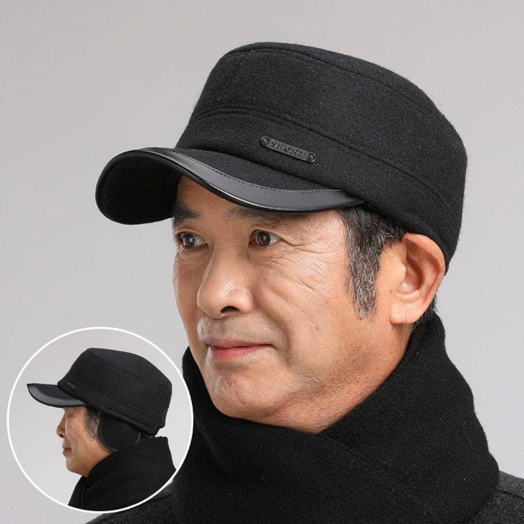 Winter mountaineering outdoor activities sports label earflap hat