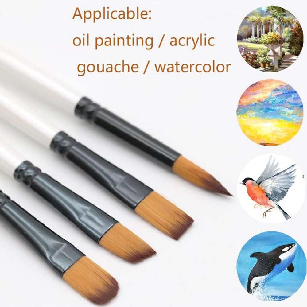 6PCS Wood Oil Brush, Acrylic Paint Brush, Flexible Bristles, Comfortable To Hold, Suitable for Painting Graffiti, Art Creation