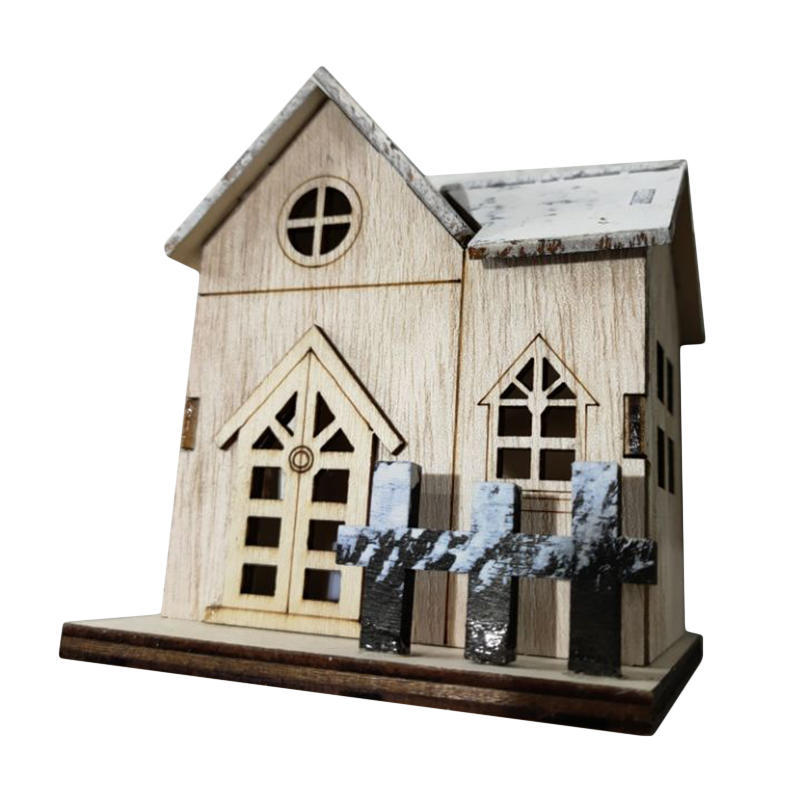 Christmas Wooden Desktop Decorative Ornaments Village Houses Adornment Small Ornament for Table Centerpiece