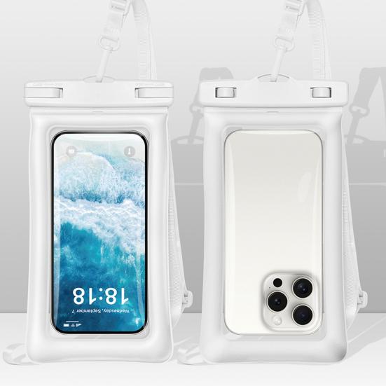 Waterproof Phone Pouch with Detachable Lanyard Transparent Floating Cell Phone Dry Bag Case Protector Beach Kayak Cruise Travel Essentials