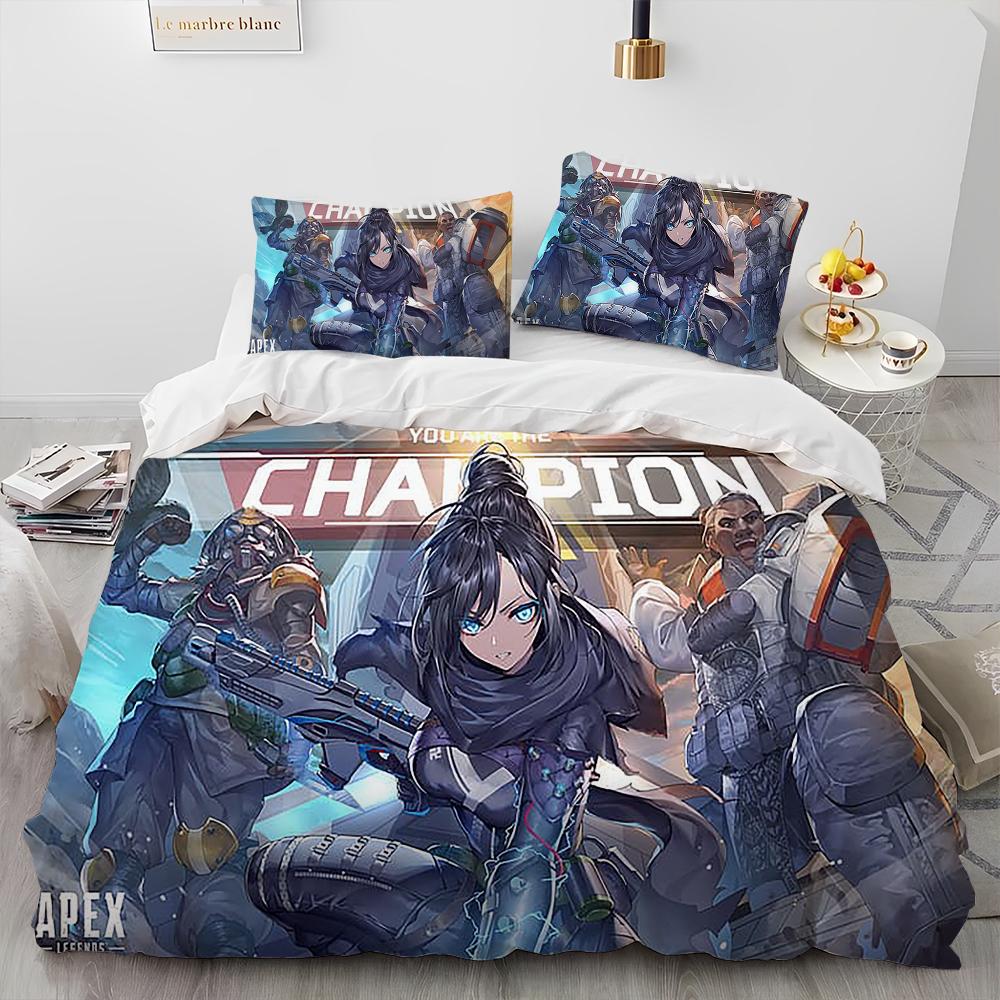 A-Apex Legends Game Gamer Cartoon Comforter Bedding Set,Duvet Cover Bed Set Quilt Cover Pillowcase,king Queen Size Bedding Set