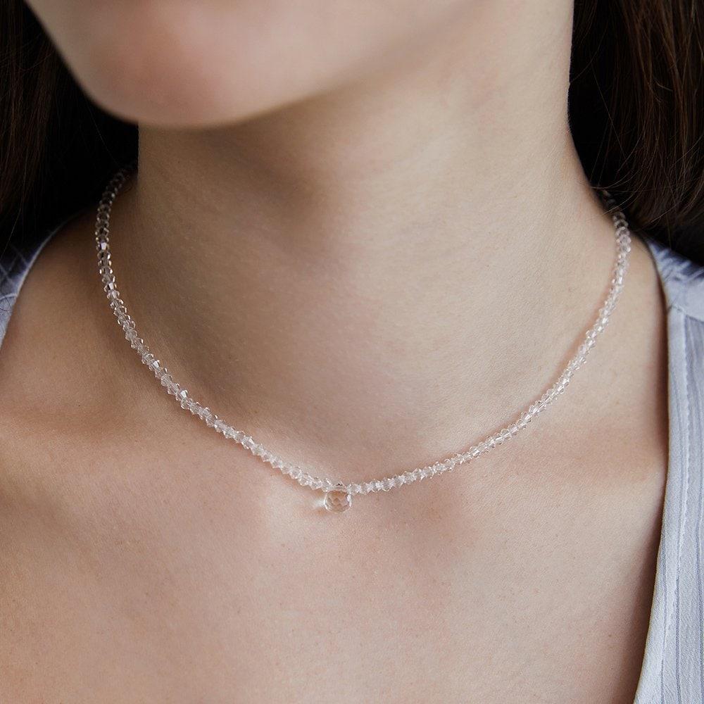 (92.5 Silver) Crystal Mirror Ball Necklace Nz2412 Silver