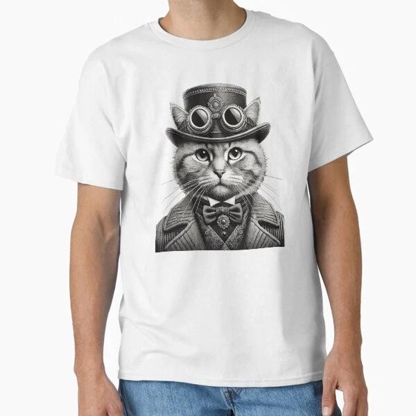 The Steampunk Cat Victorian Elegance In Retro St Made In Usaaus Tshirt S2xl S