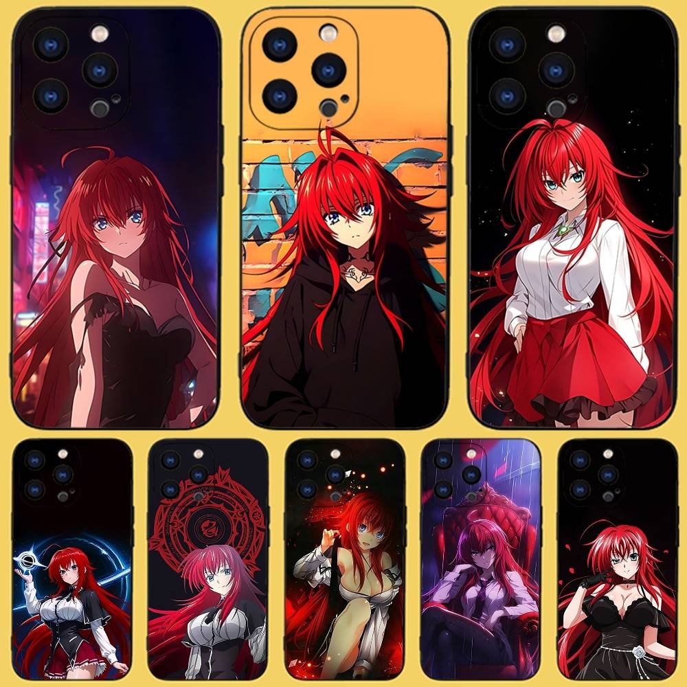 Rias-Gremory High School Phone Case For iPhone 17,16,15,14,13,12,11,Pro,Max,Plus,X,XS,SE4,E,Mini,Soft Black Case