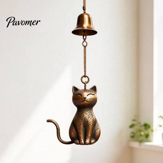 Glücksbringendes Geschenk zum Geburtstag Metallkatze Windspiel, Einzigartige Gartendekoration, Außenstatue Klingeln Exquisite Türhängeornamente Liebhaber, Windspiele Glocke
