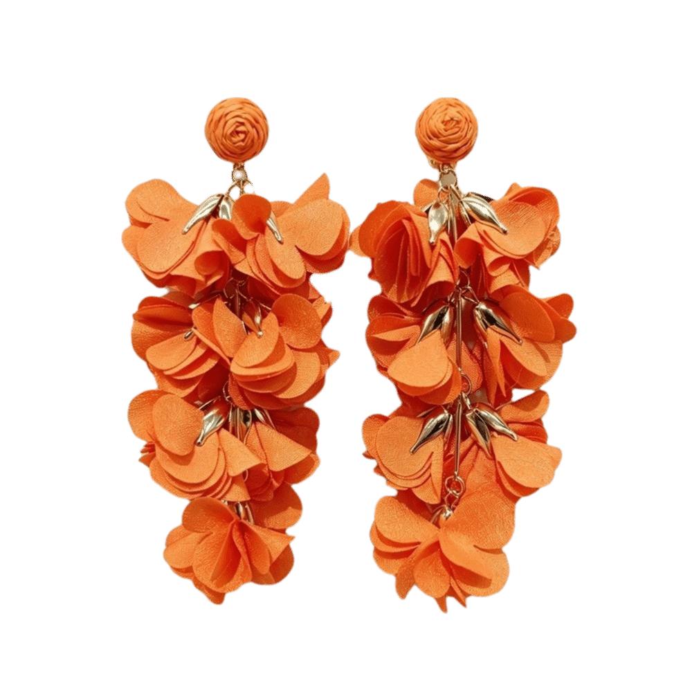 Colorful Fabric Flower Clip-On Earrings Petal Design Non-Piercing Earrings  Beach