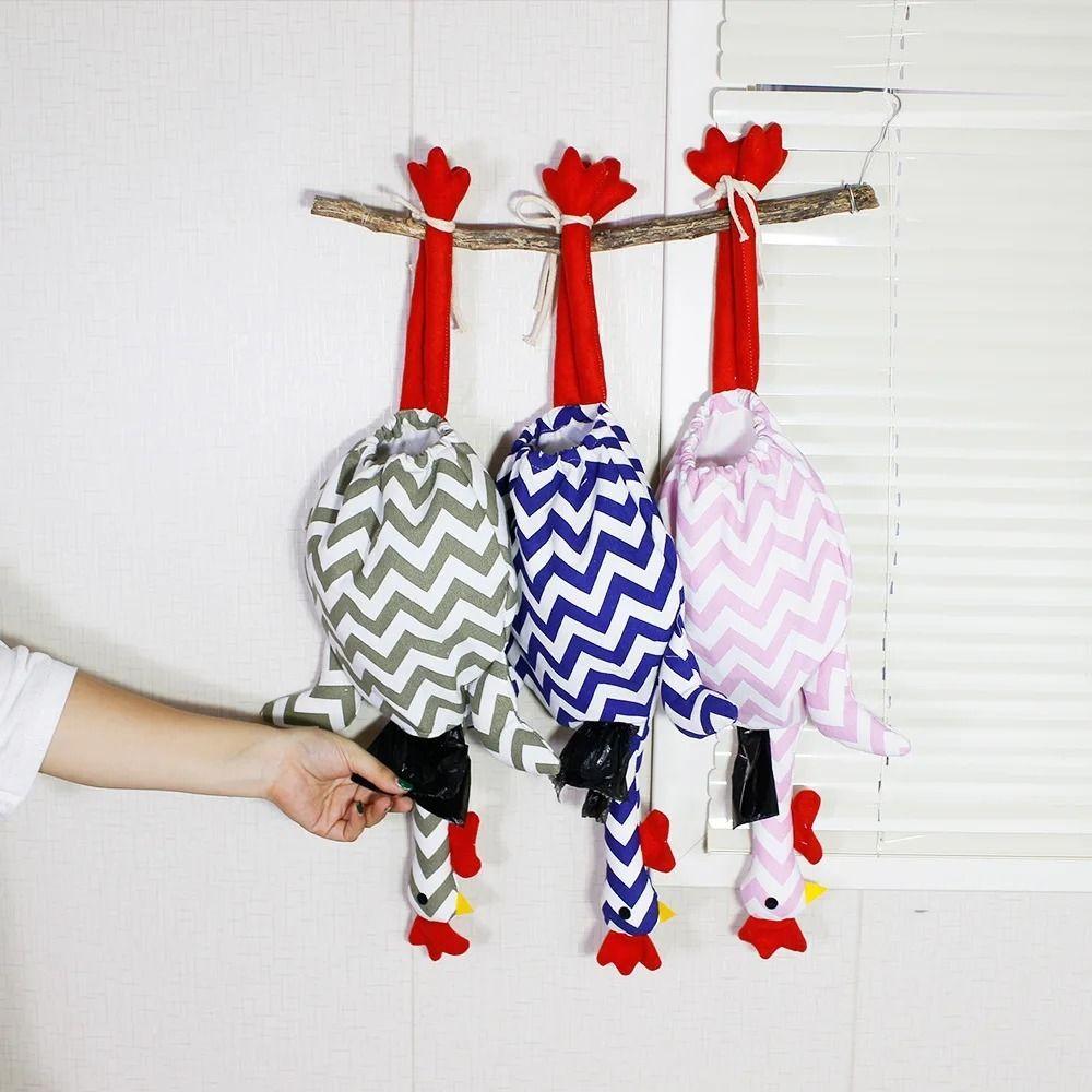 

Держатель для продуктовых сумок в форме курицы, подвесные холщовые сумки для хранения, забавный диспенсер для пластиковых пакетов, кухня синий