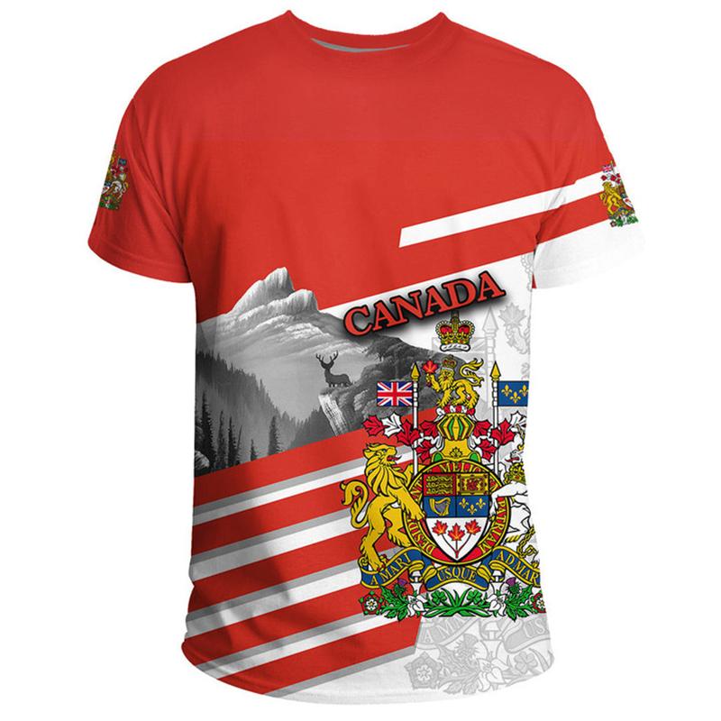 Canada Day T-shirt Canadian Flag Emblem Maple Leaf 3D Printed Streetwear Men Women Fashion Oversized T Shirts Tees Tops Clothing