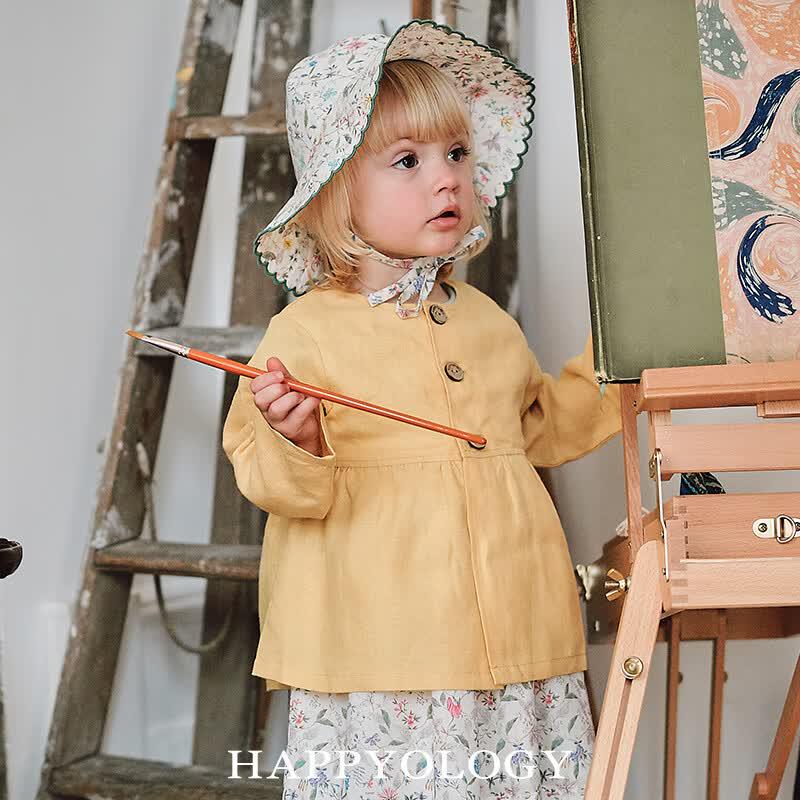 Happyology Girls Linen Ruffle Hooded Jacket 5Y