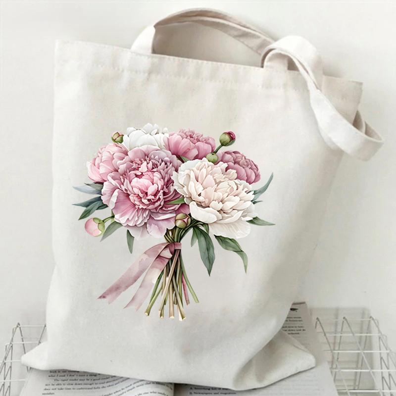 Woman's Shoulder Bag Wildflowers Vintage Tote Bags Canvas Shoulder Bags for Travel Daily Commute Women's Reusable Shopping Bag
