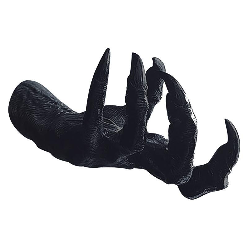 1pc-Black Resin Demon Claw Wall Hanger Halloween Party Decor Spooky 3D Hand Sculpture Wall Mounted Jewelry Holder Home Deco