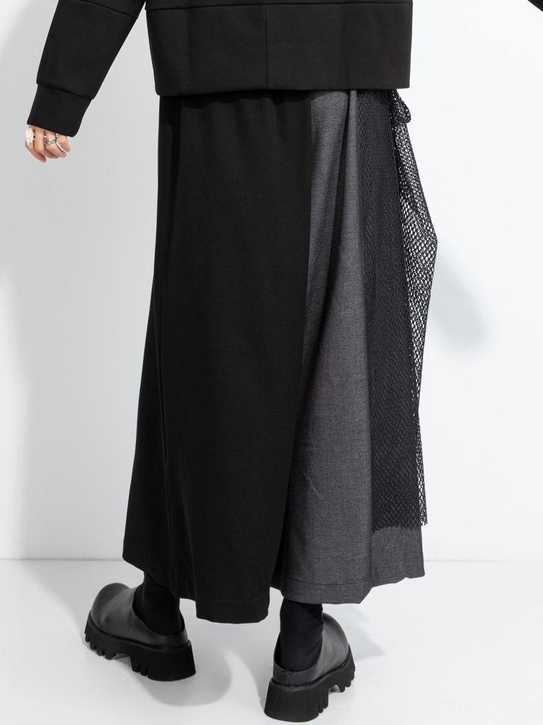 2025 Autumn/Winter Niche Fashion Elastic Waist Patchwork Wide-Leg Culottes Plus Size