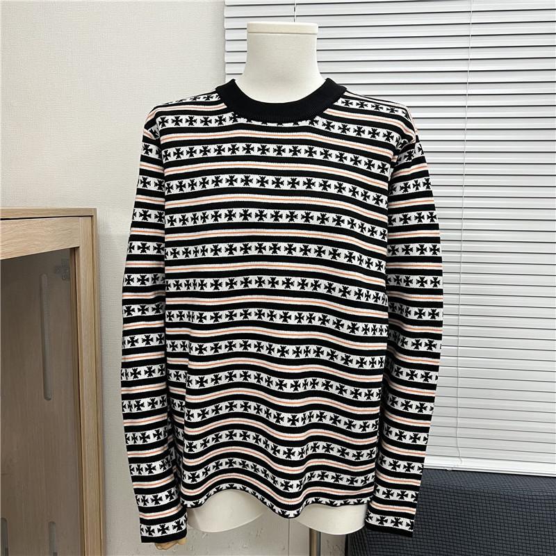 Unisex Trendig Rundhalsad Jacquardulltröja med Broderad Logga - Avslappnad & Mångsidig.