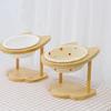 Wooden Stand Dog Cat Feeder Non-Slip Cat Water Bowl Practical Anti Vomiting Bowl  For Cat Dog