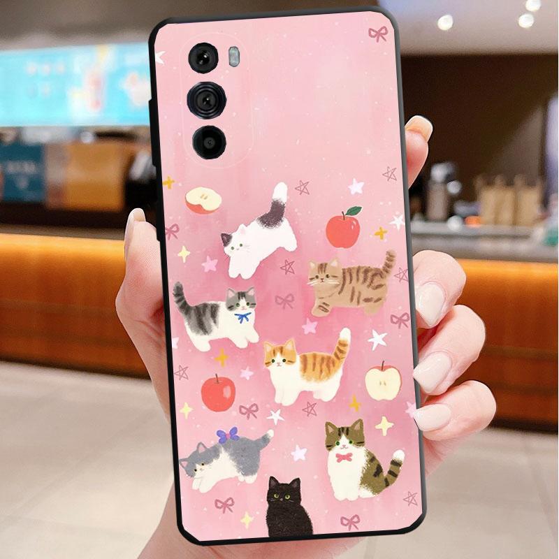 Cute Cat Phone Case For Motorola Edge 60 50 40 Pro 60 50 40 30 Ultra Neo Fusion Moto G Play G Stylus G Carcasas