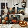Kissenbezüge mit Halloween-Motiv mit KürbissenGeeignet für Sofa, Auto, Schlafzimmer, dekorativer Kissenbezug, Kissenbezug