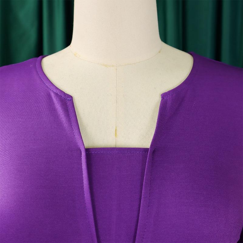 Women's Autumn Fashion Elegant Temperament Solid Color Five Quarter Sleeve Dress