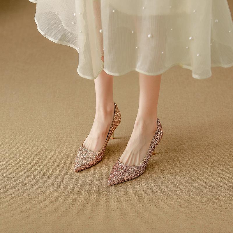 Wedding Shoes Xiuhe Wedding Dress Two Wear Bridal Shoes Leather Comfortable Breathable Not Stuffy Feet Banquet High Heels Women's High Sense