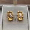 Three-dimensional Retro Pleated Metal Stud Earrings Baroque Pearl Earrings with Unique Temperament Earrings