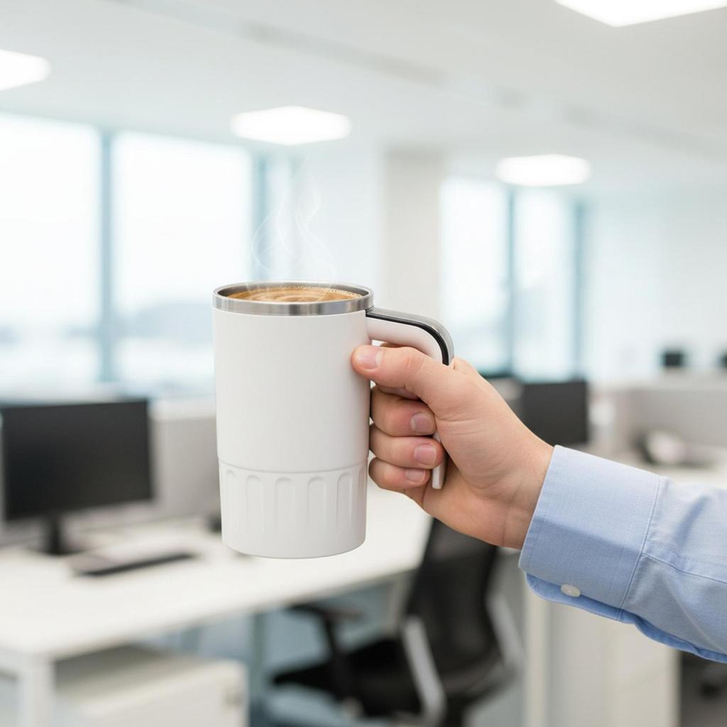 Stirring Mug 380ml Stainless Steel Temp Display Self Stirring Mug With Lid For Tea Cocoa Protein Powder Drink Camping Party