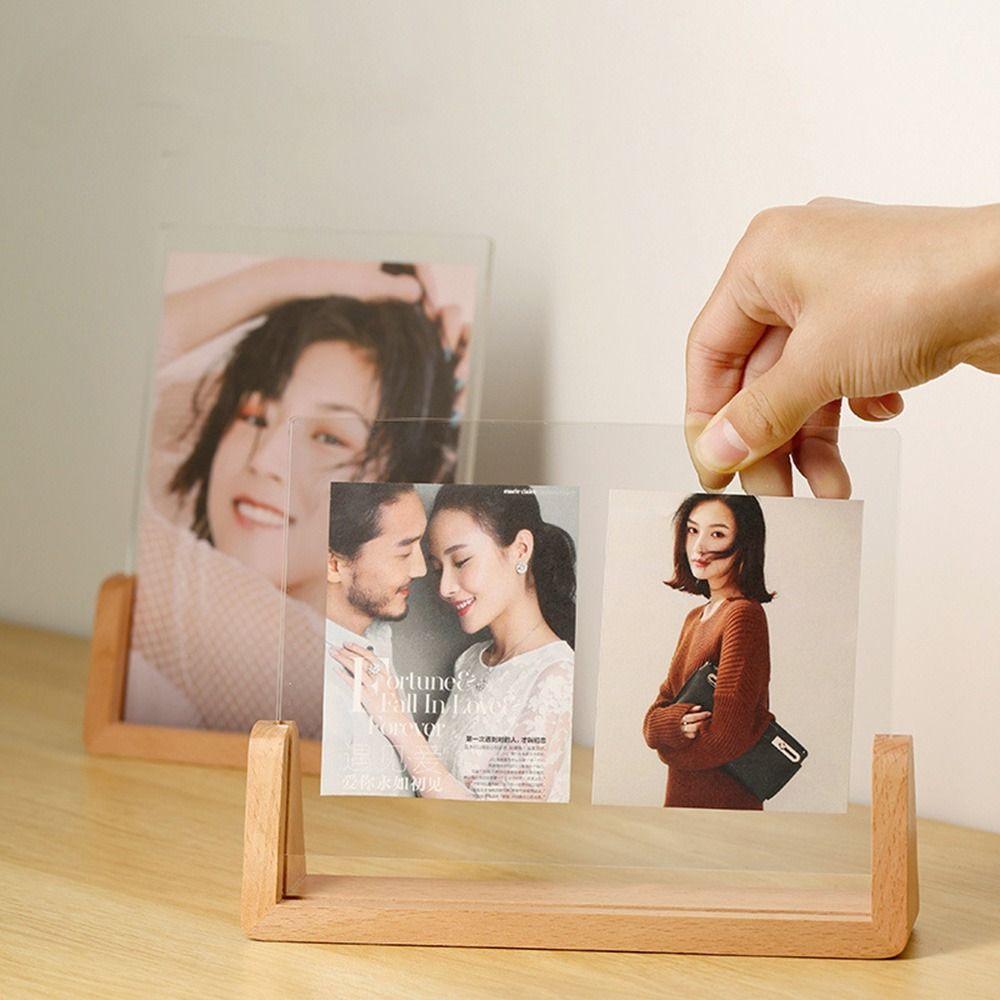 U Shape Wood Pictures Frame Acrylic Photo Holder Home Modern Decoration Photo Protection