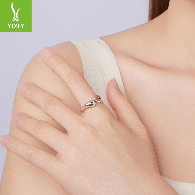 Premium Glossy Water Drop Opening Ring Men'S And Women'S, Minimalist S925 Sterling Silver Ring Ring