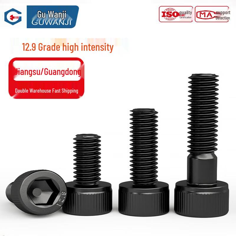 GUWANJI Grade 12.9 Blackened Alloy Steel Hex Socket Cap Screws