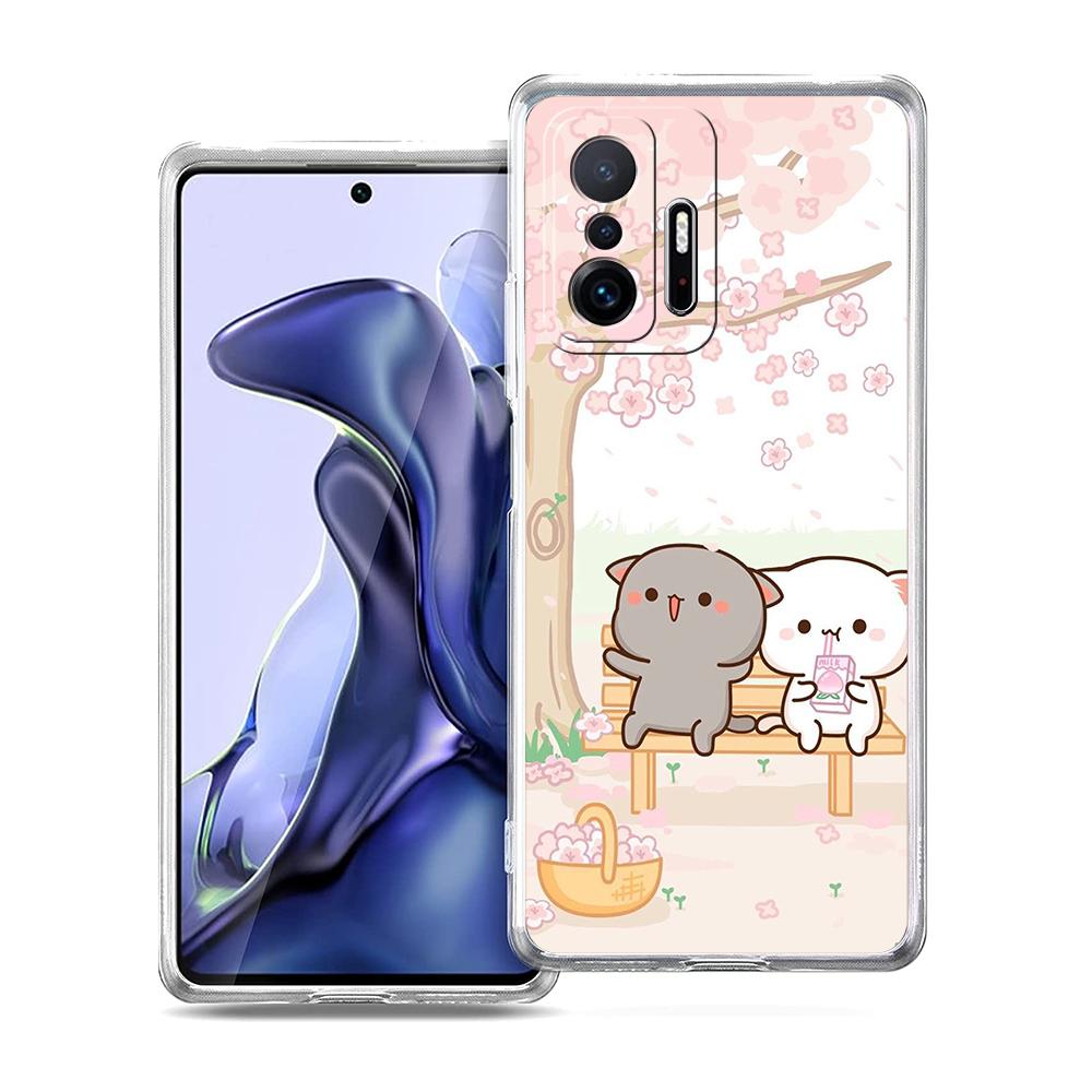 Peach And Goma Cat Phone Case for Xiaomi Mi Poco F3 X3 X4 GT NFC M3 M4 11 Ultra 12 11X 11i Pro Lite 5G Soft Transparent Cover