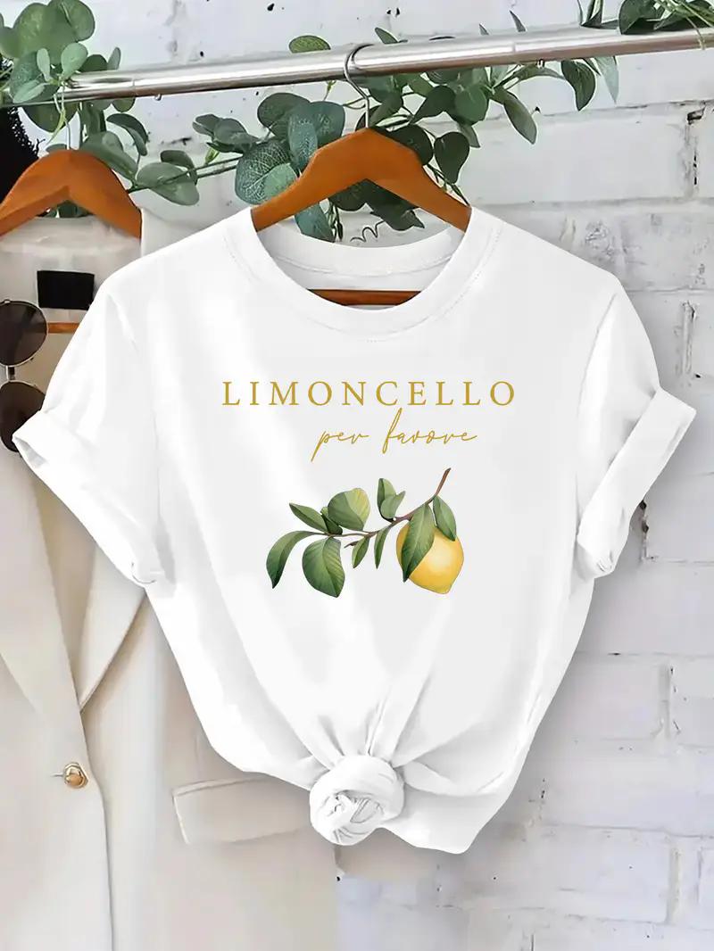 

Womens TShirt Clothing Womens Top Fashion Design Lemon Print Short Sleeve Print Clothing Aesthetic Clothes 4XL
