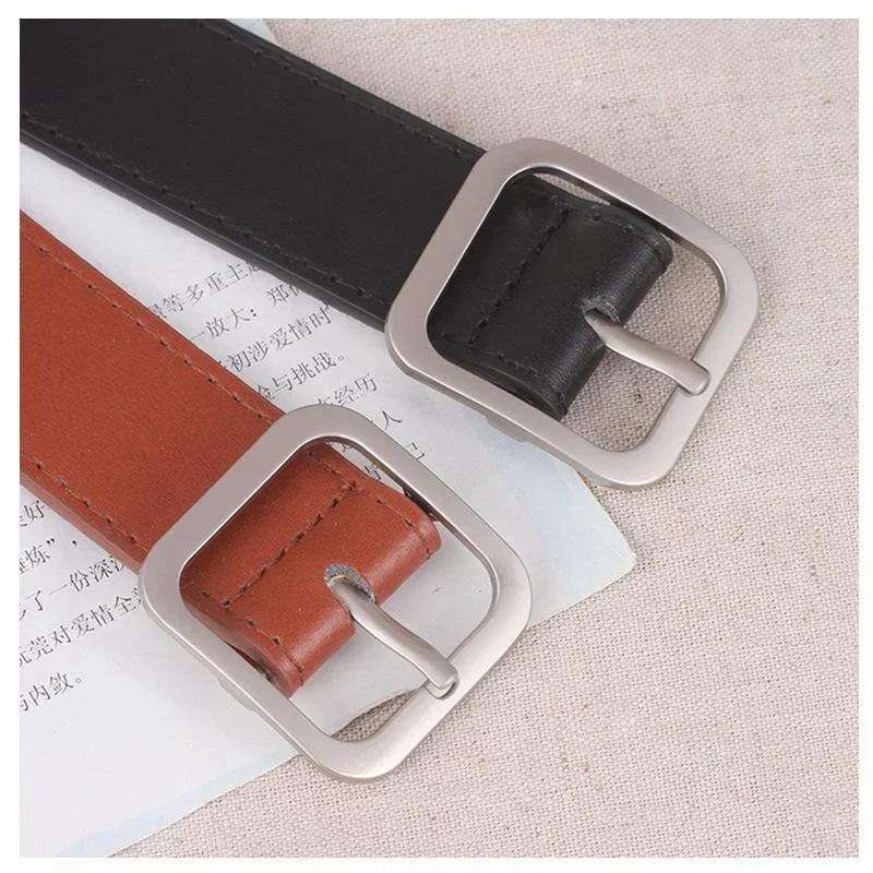New Women Fashion PU Leather Belt Square Buckle Pin Buckle Jeans Black Belt Luxury Brand Vintage Strap Male and Female Waistband