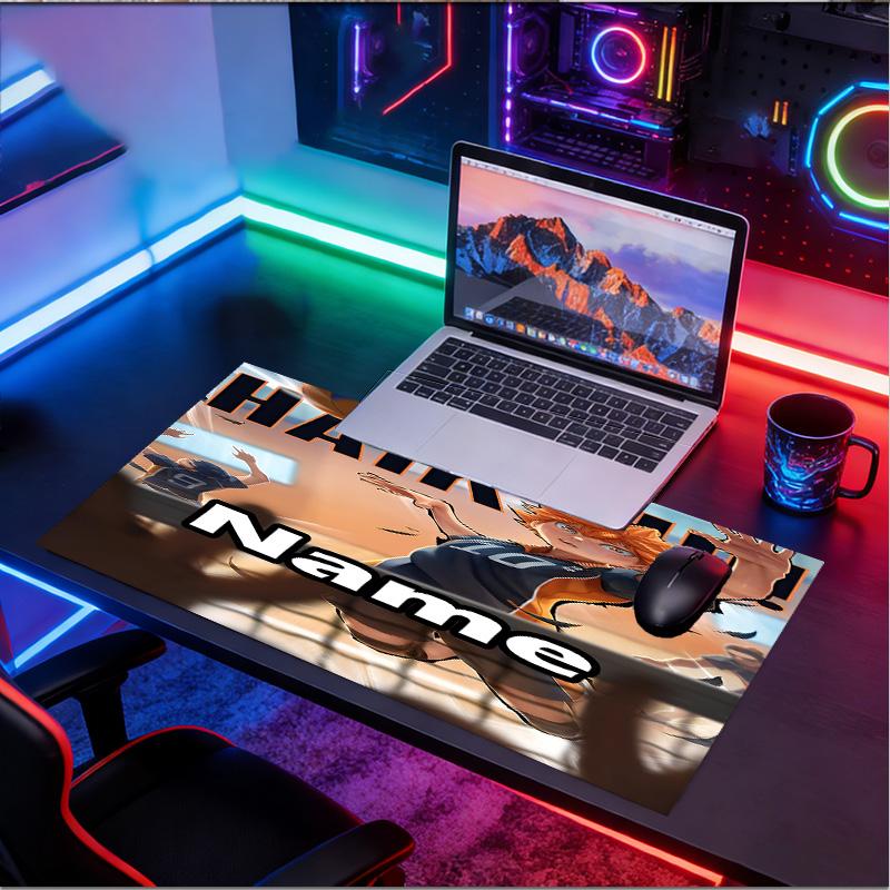 Custom Name Personalized Haikyu Pattern Mousepad, Laptop PC Desk Mat, Decorative Desk Mat for Home Keyboard Pad Gift